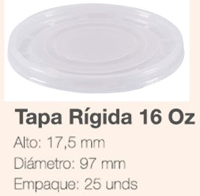 TAPA CONTENEDOR BIOFORM 16oz X 25 UND