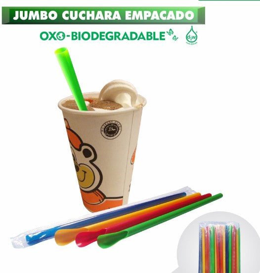 JUMBO CUCHARA COLORES 20 CM BIO X200 UND